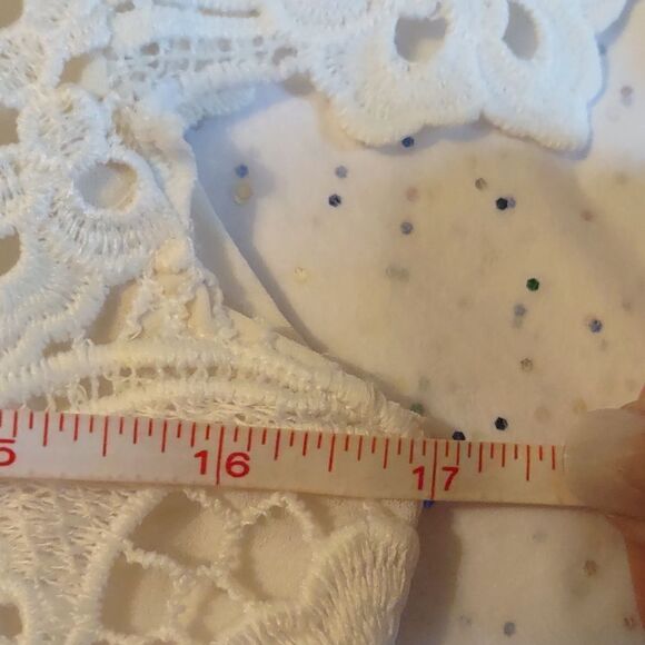 Forever 21 Women's Sz S Romantic Sexy white floral lace front top cap‎ sleeve - Picture 6 of 8